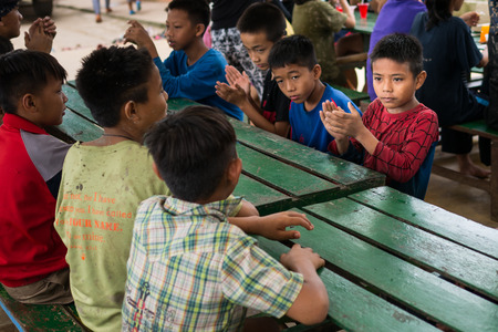 CHIANGRAI, THAILAND - August 12, 2016: Unidentified child orphans in Ban nana  house. Ban nana Orphanage take care children from Tribal Problem family.のeditorial素材