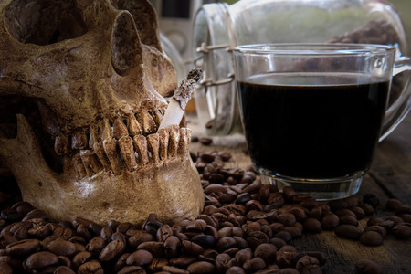 yellow stain on your teeth by cigarette and coffee.の写真素材