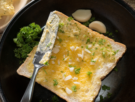 Home make Garlic bread by slice of bread.の写真素材