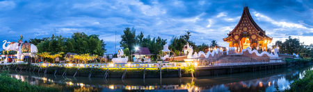 Panorama of thai temple in Twilight time.のeditorial素材