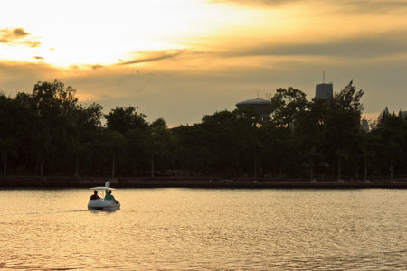 Sunset at Lake in the small garden