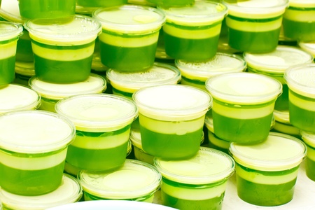 Many green dessert, This is make of Pandanus leaf の写真素材