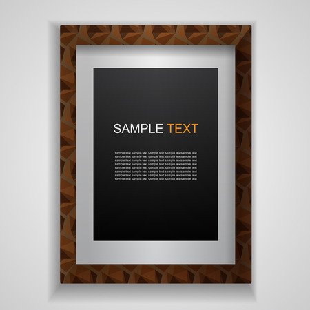 Wooden rectangular photo frame with pattern and shadow  Vector illustration のイラスト素材