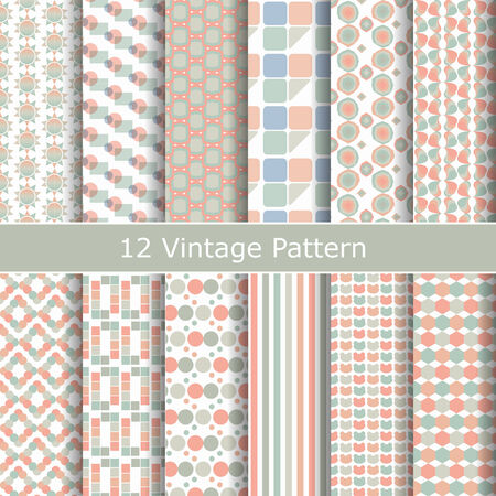 Collection of vintage different vector seamless patterns, 12 patterns  Endless texture can be used for wallpaper, pattern fills, web page background,surface textures のイラスト素材