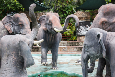 BANGKOK THAILAND - JUNE 30: Elephant Scene in Dusit Zoo on June 30, 2014 in Bangkok Thailand.のeditorial素材
