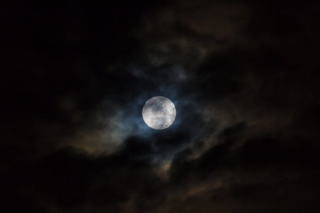 Full moon in the clouds