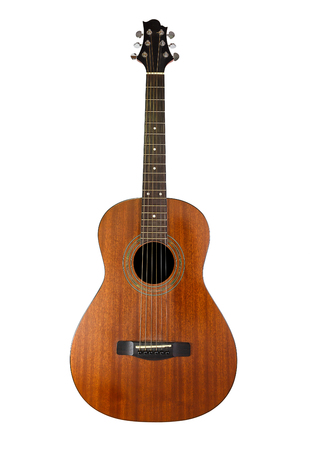 Acoustic guitar isolated on white backgroundの写真素材