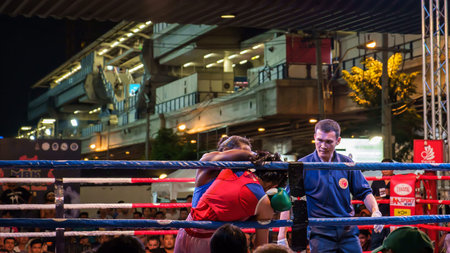 Bangkok Thailand - November 5: M.B.K. Fight Night is Thai Girl Boxing every night at 6.00-8.30 PM on November 5, 2014 at Bangkok Thailand.のeditorial素材