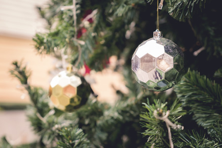 Closeup of Christmas ball from Christmas tree. vintage effectの写真素材