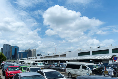 Bangkok, Thailand - July 17, 2015 :  Car park outdoor with blue sky on July 17, 2015 in Bangkok Thailand.のeditorial素材