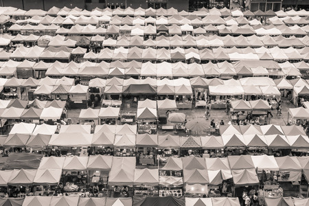 Bangkok, Thailand - August 9, 2015: Night market train a second-hand market, back of Esplanade Ratchadapisek Department storeの写真素材