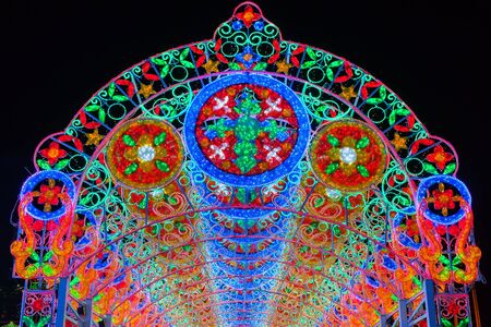 Bangkok, Thailand - January 8,2016 : The three-dimensional light exhibition in front of City Hall, will shine bright as the government 's New Year gift to citizens and tourists, Bangkok city,Thailand.のeditorial素材