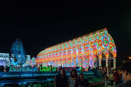Bangkok, Thailand - January 8,2016 : The three-dimensional light exhibition in front of City Hall, will shine bright as the government 's New Year gift to citizens and tourists, Bangkok city,Thailand.のeditorial素材