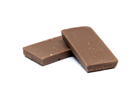 Chocolate bars isolated on white backgroundの写真素材