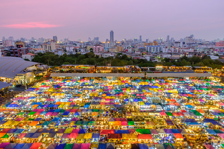 Bangkok, Thailand - March 25, 2016: Night market train a second-hand market, back of Esplanade Ratchadapisek Department storeのeditorial素材
