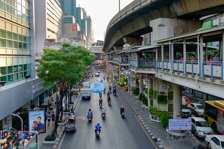 Bangkok, Thailand - April 12, 2016: Preparation of Bangkok Songkran Festival Silom 2016, The Songkran festival is celebrated in Thailand as the traditional New Year's Day from 13 to 15 April.のeditorial素材