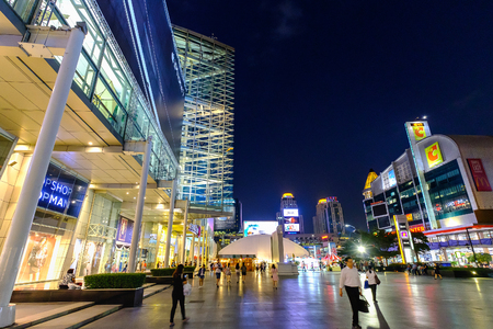 Bangkok, Thailand - January 27, 2017: A beautiful front of Central world Plaza at the downtown of Bangkok Ratchaprasong intersection on Chinese New Year festival.のeditorial素材