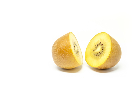 Yellow kiwi fruit on white background.の写真素材