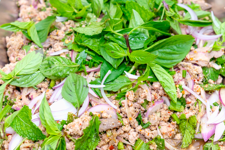 Spicy minced pork (Favorite Hot Thai foods), Shallow depth of fieldの写真素材