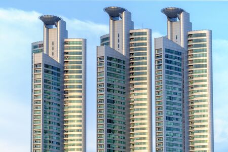 Bangkok Thailand - October, 30 2015: Close up cityscape view of buildings at Benjakitti Park. Benjakitti Park is a city downtown.のeditorial素材