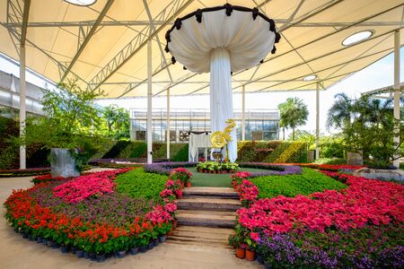Prachinburi, Thailand - January 21, 2017: Beautiful garden in a greenhouse at Dasada resort.のeditorial素材