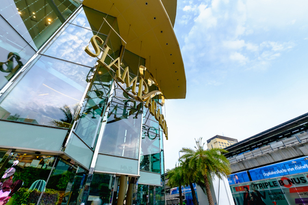 Bangkok, Thailand - May 4, 2017: Logo of Siam Paragon mall in the Siam Square area. With 300,000 m 2 of retail space Siam Paragon is one of the largest malls in the world.のeditorial素材