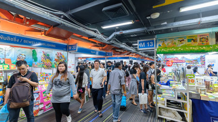 Bangkok, Thailand - April 9, 2017: Unidentified visitors in book fair on April 9, 2017 in Bangkok,...