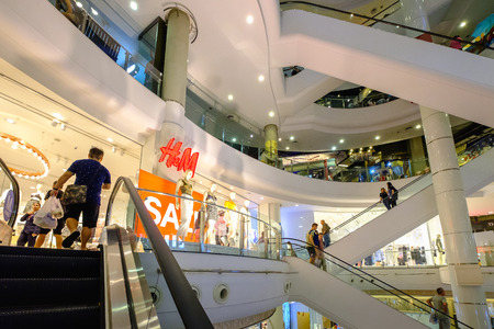 Bangkok, Thailand - June 2, 2017: Terminal 21 shopping mall top view with many people insideのeditorial素材