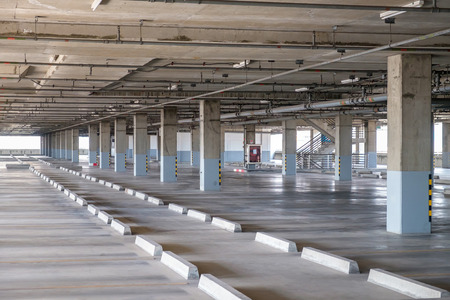Empty space car park interior at subway stationの写真素材