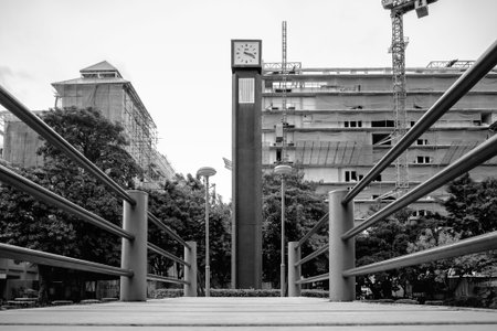 Bangkok, Thailand - September 16, 2017: Clock tower structure at Chantharakasem university....