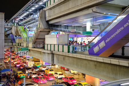 Bangkok, Thailand - November 21, 2017: Big delays for BTS users today, Forcing all passengers to...