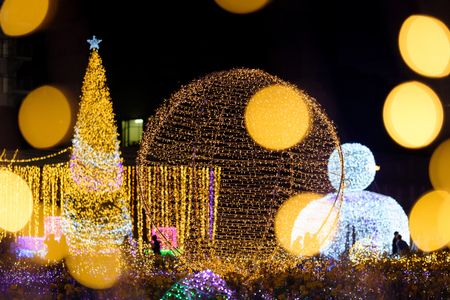 Thailand, Bangkok, December 22, 2017: Japans wintertime illumination has arrived in Bangkok in the form of the Thailand Illumination Festival 2017 currently lighting up a 39 rai (62,400 sq. m) plot of land on Ratchadapisek Road with more than one millionのeditorial素材