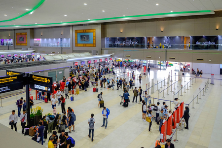 Bangkok, Thailand - August 3, 2018: View of Don Mueang International Airport Terminal 2 for domestic flights.のeditorial素材