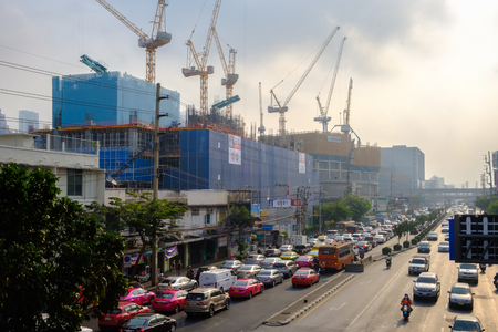 Bangkok, Thailand - February 1, 2019: Air pollution from Lots of dust or PM2.5 particle exceeds the standard at Bangkok city, Thailand.のeditorial素材