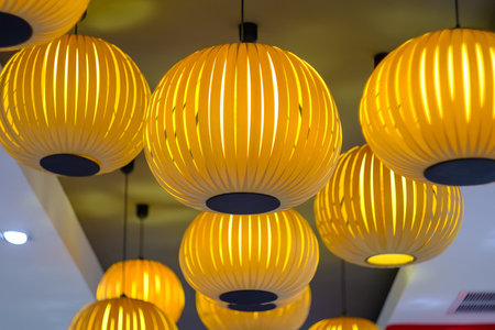 Set of decorative yellow lamps
