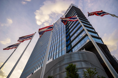 Bangkok, Thailand - November 24, 2020: The PARQ, a mixed-use building in downtown area.のeditorial素材