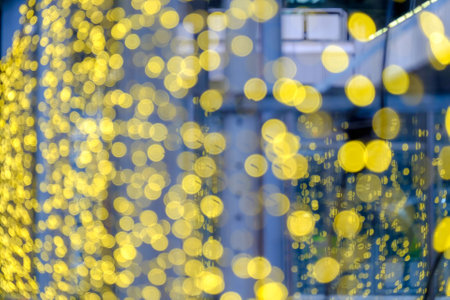 Beautiful Led Light curtain, de-focused, sparked, artistic trails of Christmas lights background.の写真素材