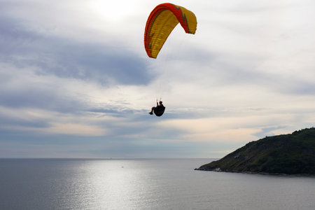 paraglider extreme sports in phuket thailandの写真素材