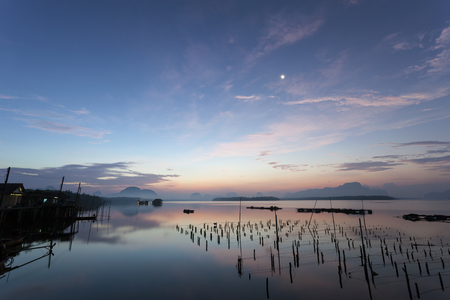 Beautiful sunrise landscape view of Samchong-tai in Phang-Nga,Thailandの写真素材