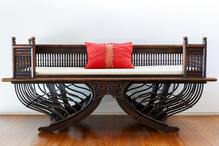 Beautiful wooden chair on wood floorの写真素材