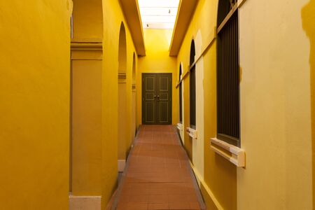 Classical corridor of architecture to door, Vintage design architectureの写真素材