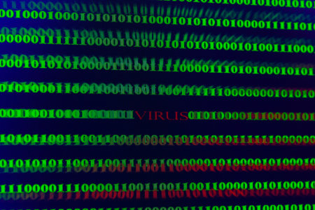 Virus in computer code on black background