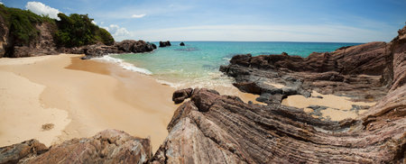 Beautiful scenery landscape panorama of tropical sea and mountain in thailandの写真素材