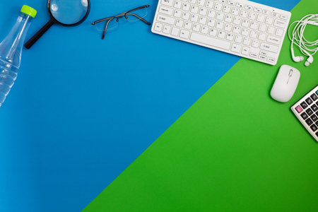 Office desk table of Business workplace and business objects