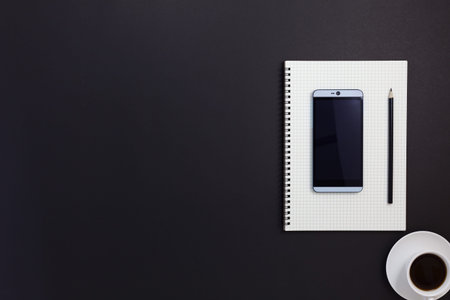 Business stationery on black table
