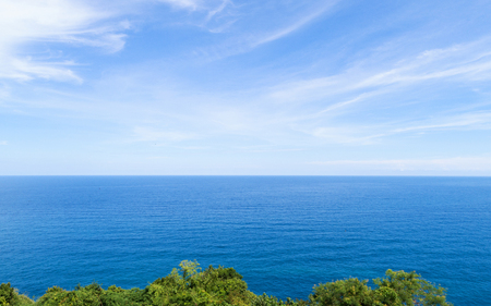 Tropical sea with leaves frame in summer season in phuket thailandの写真素材