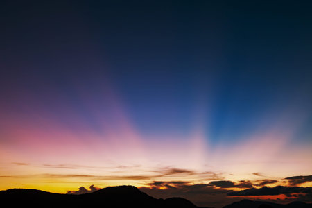 Beautiful light sunset or sunrise at phuket thailand scenery background