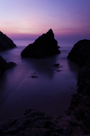 Composition of rocks seascape beautiful light in the sunset.の写真素材