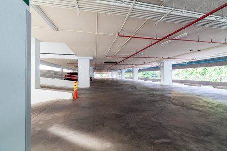 Modern white Parking garage interior ,industrial building.