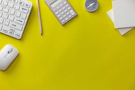 Business objects on yellow background, Business direction concept.の写真素材